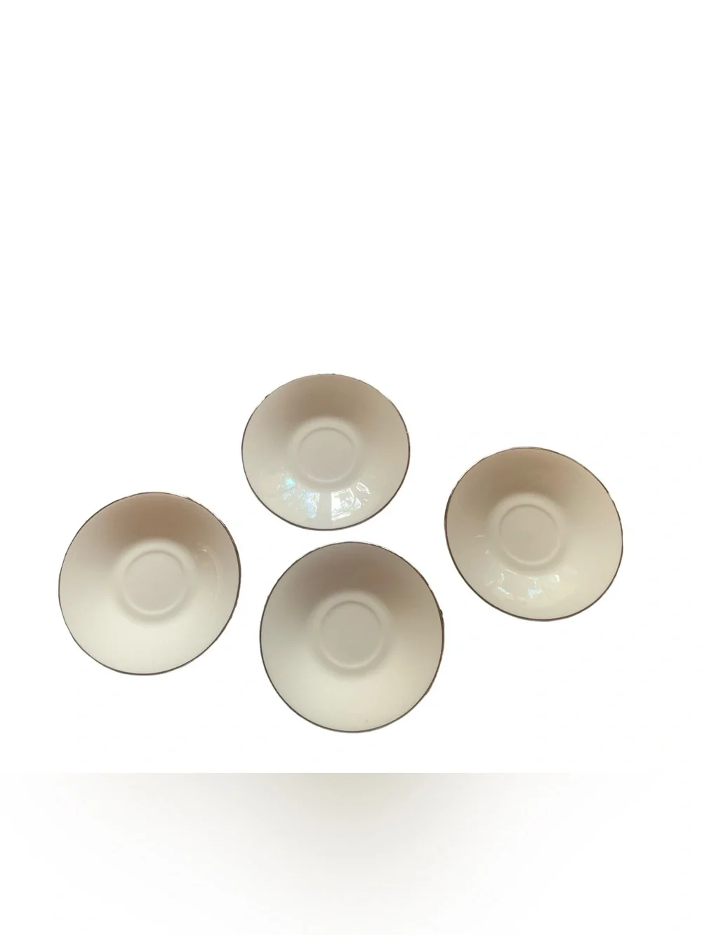 Lenox 4 MAYWOOD FOOTED CUP & SAUCER Sets Cream Ivory Platinum Tea Coffee‎